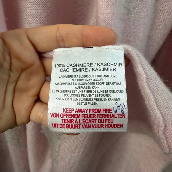 Brodie Cashmere Cardigan Open Front Pink Star Print Knit Sweater Womens Size S - Picture 8 of 8